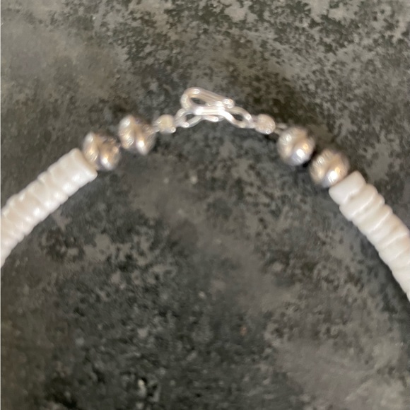 Hand Crafted “One of a Kind” Turquoise, White Shell & Sterling Silver Choker - Picture 4 of 4